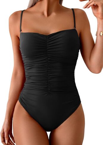 One Piece Swimsuit for Women Ruched Tummy Control Bathing Suit Push Up Slimming Swimwear in Saudi Arabia