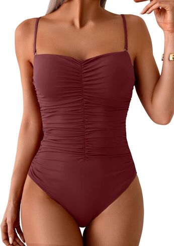 One Piece Swimsuit for Women Ruched Tummy Control Bathing Suit Push Up Slimming Swimwear in Saudi Arabia