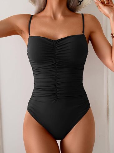 One Piece Swimsuit for Women Ruched Tummy Control Bathing Suit Push Up Slimming Swimwear in Saudi Arabia
