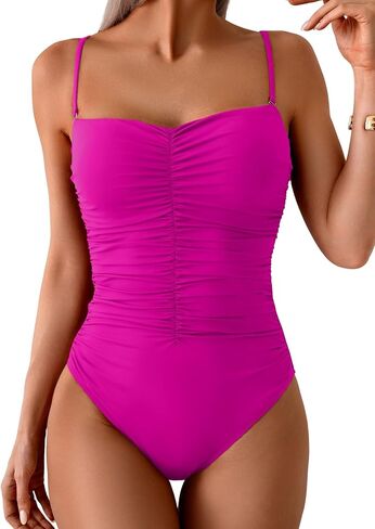 One Piece Swimsuit for Women Ruched Tummy Control Bathing Suit Push Up Slimming Swimwear in Saudi Arabia