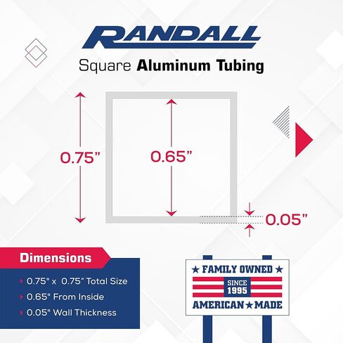 Randall Manufacturing Co. ، Inc | المقاطع الهيكلية الألومنيوم | 4 'x ¾ "أنابيب مربعة | 3 حزمة | .050" الجدار | واضحة الألومنيوم مختصرة | سهل التنظيف والطلاء | رائع للمشاريع التجارية والمنزلية in Saudi Arabia