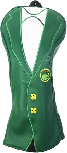Green Jacket Golf Club Covers, PU Leather Elastic Neckline Golf Head Covers Soft Thick Lining Rainproof Sunscreen Hybrid Head Cover for 1/3/5/UT Wood Golf Club, Machine Washable in Saudi Arabia
