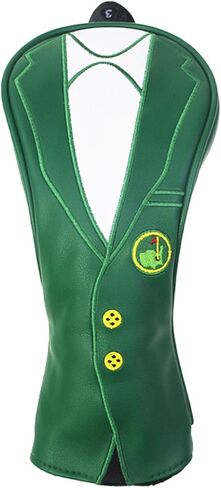 Green Jacket Golf Club Covers, PU Leather Elastic Neckline Golf Head Covers Soft Thick Lining Rainproof Sunscreen Hybrid Head Cover for 1/3/5/UT Wood Golf Club, Machine Washable in Saudi Arabia