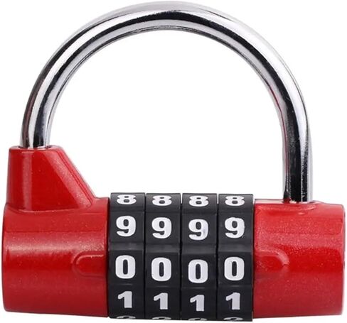 Heavy Duty 4 Dial Digit Combination Lock Dormitory Cabinet Lock Locker Padlock Travel Luggage Lock 1Pcs(Red) in Saudi Arabia