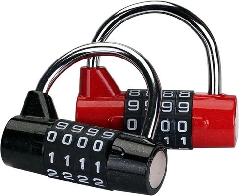 Heavy Duty 4 Dial Digit Combination Lock Dormitory Cabinet Lock Locker Padlock Travel Luggage Lock 1Pcs(Red) in Saudi Arabia