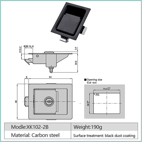XK102-2 Carbon Steel Plane Lock Case Cabinet Door Lock Industrial Electrical Cabinet Panel Lock 1Pcs(XK102-2BS-with Key) in Saudi Arabia