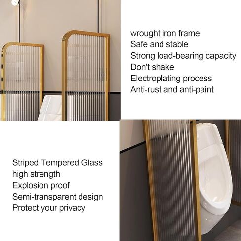 One Wall Mounted Men's Toilet Partition Screen, Hotel Restaurant Bathroom Privacy Partition Screen Extender(Gold-a,16.5x31.4in/42x80cm) in Saudi Arabia