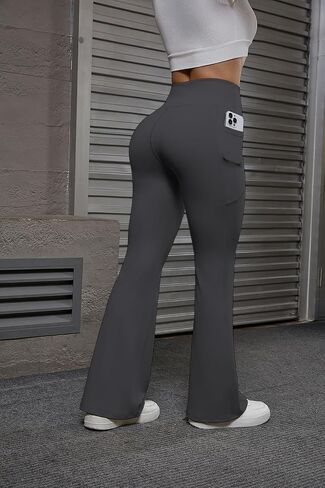 Women's Elastic Yoga Leggings High-Waisted Butt-Lifting Quick-Dry Flared Pants, Outdoor Sports Fitness Long Pants in Saudi Arabia