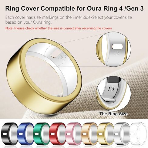Cover Compatible for Oura Ring 4/Gen 3 Heritage/Gen 3 Horizon,Charging Directly,Silicone Anti-Scratch Elastic Ring Finger Case Woking Out Gym for Women Men- Silver+Gold+Rosegold -Size 9 in Kuwait