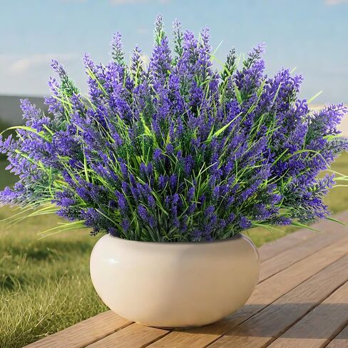 24 Bundles Artificial Flowers for Outdoors, Faux Flowers for Outdoor Planters, Outdoor Faux Plants, UV Resistant Lavender for Garden, Patio, Porch, Window Box, Hanging Planter, Home Decor in Kuwait