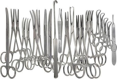 A2Z Stainless Steel 22 Pcs Veterinary Instruments Set Includes Kelly Forceps Mosquito Hemostats Carmalt Rochester Backhaus Towel Clamps Mayo Metzenbaum Scissors Multipurpose Spay Pack Kit-All in ONE in Saudi Arabia