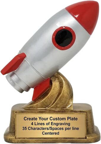 Decade Awards Rocket Ship Trophy - Custom Engraved Spaceship Award for Mentors, Innovators, Visionaries, Students, Sci-Fi Events, STEM Achievements - Customize Now (6 Inch) in Saudi Arabia
