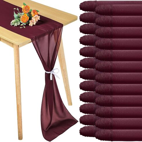 Chumia 24 Pack Chiffon Table Runners Romantic Sheer Table Decorations Long Tulle Runner for Wedding Bridal Shower Party Supplies Decor, 118 x 12 Inches (Dusty Blue) in Saudi Arabia