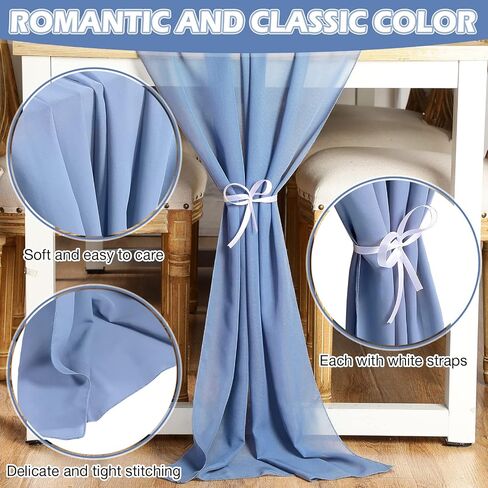 Chumia 24 Pack Chiffon Table Runners Romantic Sheer Table Decorations Long Tulle Runner for Wedding Bridal Shower Party Supplies Decor, 118 x 12 Inches (Dusty Blue) in Saudi Arabia