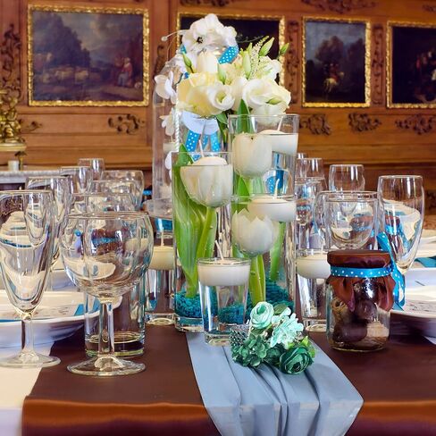 Chumia 24 Pack Chiffon Table Runners Romantic Sheer Table Decorations Long Tulle Runner for Wedding Bridal Shower Party Supplies Decor, 118 x 12 Inches (Dusty Blue) in Saudi Arabia