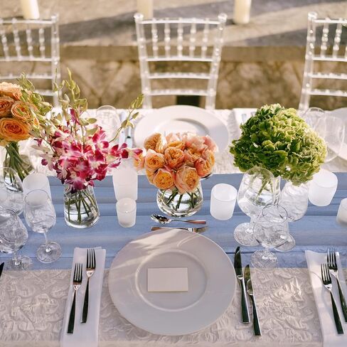 Chumia 24 Pack Chiffon Table Runners Romantic Sheer Table Decorations Long Tulle Runner for Wedding Bridal Shower Party Supplies Decor, 118 x 12 Inches (Dusty Blue) in Saudi Arabia