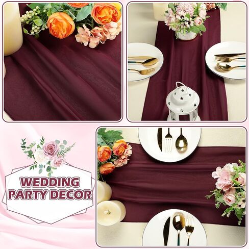 Chumia 24 Pack Chiffon Table Runners Romantic Sheer Table Decorations Long Tulle Runner for Wedding Bridal Shower Party Supplies Decor, 118 x 12 Inches (Dusty Blue) in Saudi Arabia