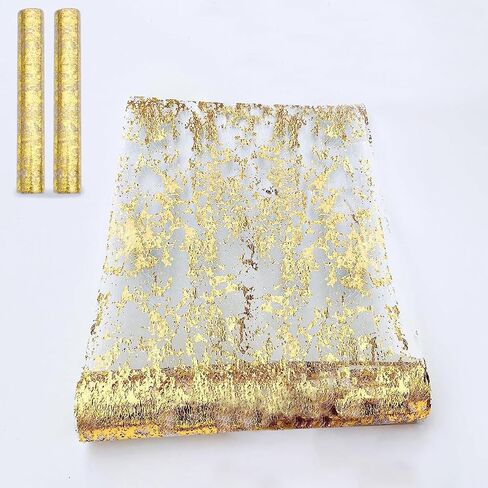 Gold Table Runner - Decorations Metallic Party Decorations 9ft Sparkle Foil Mesh Decor لعيد الميلاد ، الزفاف ، الذكرى السنوية ، عيد الشكر ، عيد الميلاد ، ‌ التخرج ، مائدة طاولة مشرقة in Kuwait