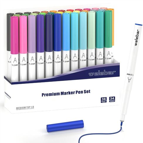 مجموعة أقلام طرف 1.0 من welebar لصانع Cricut 3/Maker/Explor 3/Air 2/Air، مجموعة أقلام تحديد ممتازة مكونة من 36 قلمًا متوسط ​​النقاط للرسم والكتابة وملحقات لآلات Cricut in Saudi Arabia