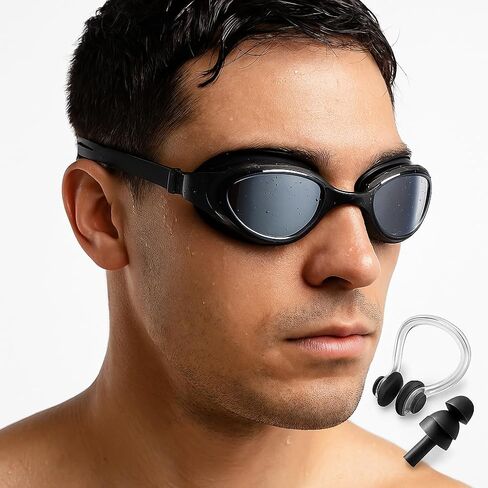 SwimmaxT Swim Goggles for Adults – Anti-Fog No-Leak UV Protection Swimming Goggles with Nose Clip & Ear Plugs for Men & Women in Saudi Arabia