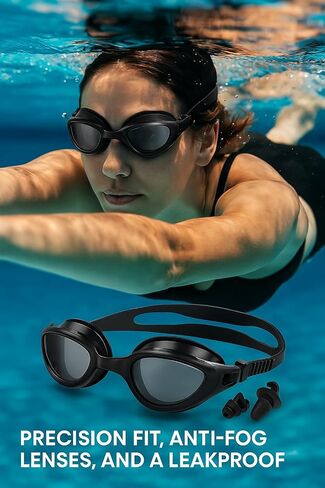 SwimmaxT Swim Goggles for Adults – Anti-Fog No-Leak UV Protection Swimming Goggles with Nose Clip & Ear Plugs for Men & Women in Saudi Arabia
