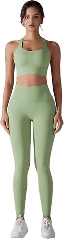 Women's Solid Color Back Cross Non Wearing Underwear Long Yoga Suit Two Piece Set in Saudi Arabia
