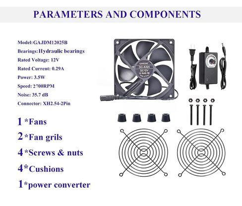 مروحة السرعة المتغيرة بحجم 120 مم 25 مم مع قابس التيار المتردد ، AC 110V 115V 120V 220V 240V تم تحويل إمدادات الطاقة إلى الجهد القابل للتعديل DC 3V-12V في وحدة التحكم ، مروحة التبريد لخادم تلفزيون الكمبيوتر الكمبيوتر الشخصي in Kuwait