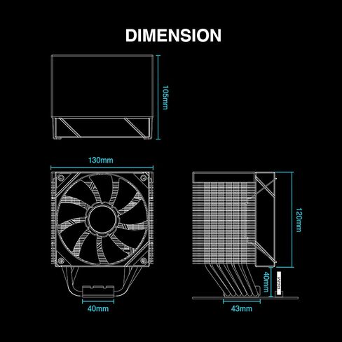 Gamdias Boreas M2-61L CPU Air Cooler ، 4.3 '' 'IPS LCD Display Cover ، 6 heatpipes copper ، heathink الألمنيوم ، مروحة منخفضة 120 مم ، دعم GIF w/software ، AMD AM5/AM4 ； Intel LGA 1851/1700 ، Black in Kuwait