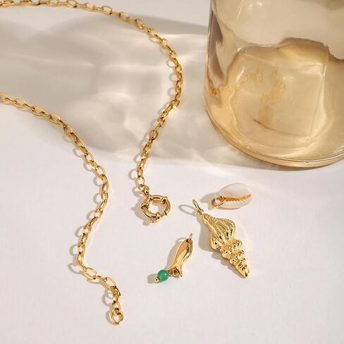 Beach Necklaces for Women - Dainty Starfish Seashell Fish Conch Beach Necklaces for Women, Chunky Gold Ocean Pendant Jewelry | Summer Boho Waterproof Jewelry Gifts in Kuwait