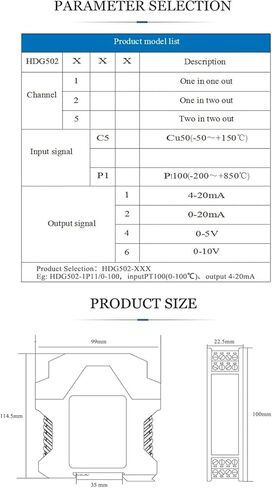2 في 2 OUT 24VDC PT100 PT1000 RTD درجة حرارة درجة حرارة محول إدخال إشارة الجهد الحالي 4-20MA 0-10V عزل إشارة الخرج (CU50-50-150C) in Kuwait