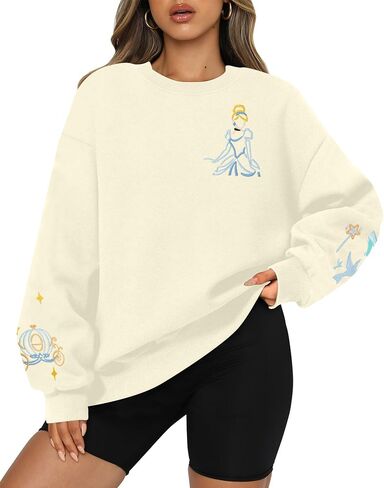 Magic Kingdom Sweatshirt Women Embroidered Princess Sweater Cute Fairy Shirt Family Vacation Castle Graphic Top in Kuwait