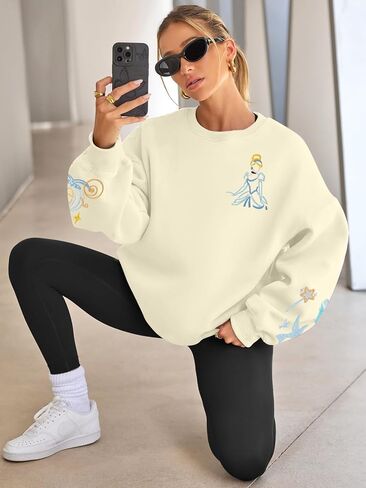 Magic Kingdom Sweatshirt Women Embroidered Princess Sweater Cute Fairy Shirt Family Vacation Castle Graphic Top in Kuwait