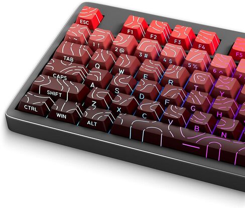 Keycaps BBT BBT الأسود إلى الأحمر - ملف تعريف الكرز اللمعان اللامع ، طباعة الطبعات المطبوعة على لوحة المفاتيح الميكانيكية (135 مفتاحًا) - تصميم كفاف ، مجموعة مفاتيح متينة. in Saudi Arabia