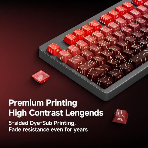 Keycaps BBT BBT الأسود إلى الأحمر - ملف تعريف الكرز اللمعان اللامع ، طباعة الطبعات المطبوعة على لوحة المفاتيح الميكانيكية (135 مفتاحًا) - تصميم كفاف ، مجموعة مفاتيح متينة. in Saudi Arabia