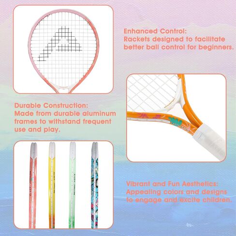AMA SPORT Kids Tennis Racket for Junior Toddlers Starter Kit 17-25" Tennis Racquet for Girls and Boys with 420D Nylon Shoulder Strap Bag in Kuwait