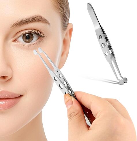 Meibomian Gland Expressor, Stainless Steel Eyelid Massage Tweezers, Professional Forceps Dryeye Extraction Tool for Men Women, Eye Care Tool For Dry Eyes(Round Tip,SIZE:5 * 5) in Kuwait