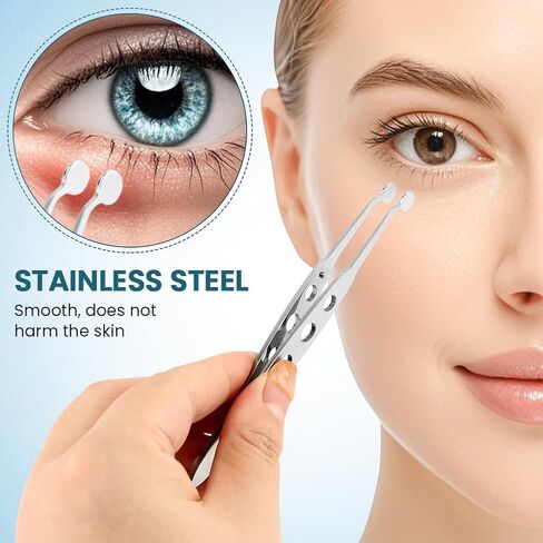 Meibomian Gland Expressor, Stainless Steel Eyelid Massage Tweezers, Professional Forceps Dryeye Extraction Tool for Men Women, Eye Care Tool For Dry Eyes(Round Tip,SIZE:5 * 5) in Kuwait