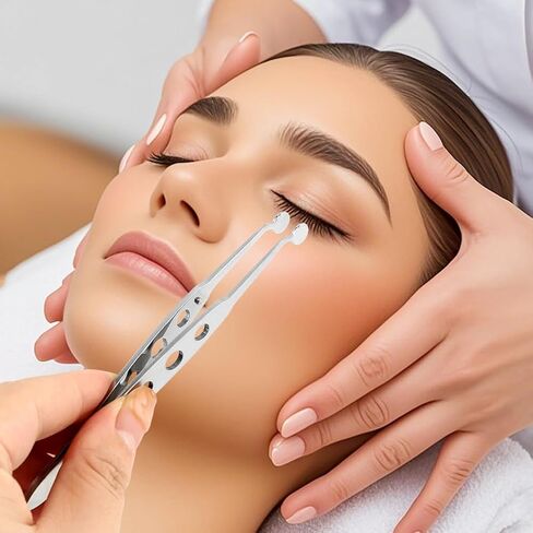 Meibomian Gland Expressor, Stainless Steel Eyelid Massage Tweezers, Professional Forceps Dryeye Extraction Tool for Men Women, Eye Care Tool For Dry Eyes(Round Tip,SIZE:5 * 5) in Kuwait