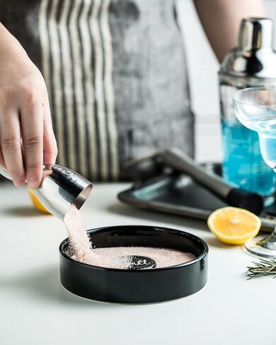 مجموعة Margarita Salt rimmer ، شريط سيرياميك زجاج رايمر لمارغريتا وأداة نادل الكوكتيل الملح مربع توابل حاوية ديكور لمجموعة من المنزل 2 ، أبيض in Saudi Arabia