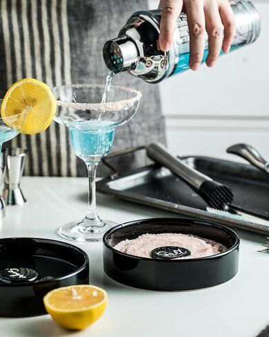 مجموعة Margarita Salt rimmer ، شريط سيرياميك زجاج رايمر لمارغريتا وأداة نادل الكوكتيل الملح مربع توابل حاوية ديكور لمجموعة من المنزل 2 ، أبيض in Saudi Arabia