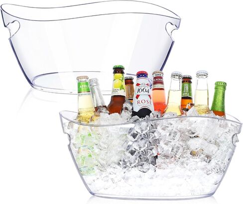 Ice Bucket 2 PCS, Acrylic Beverage Tub, Mimosa Bar Supplies, Champagne Buckets for Parties, Beer, Sparkling, Wine, Cocktails(7L-Clear) in Saudi Arabia