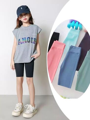 Girls Leggings Knee-Length Shorts for Bike Ride Yoga Running in Saudi Arabia