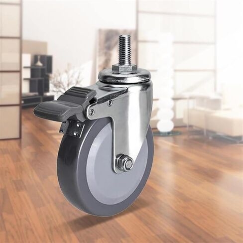 عجلات عجلات Universal Pu Tread مع الفرامل ، M12x25 عجلات أثاث حماية أرضية يمكن ارتداؤها 1pcs (فرامل 5 بوصات) in Saudi Arabia