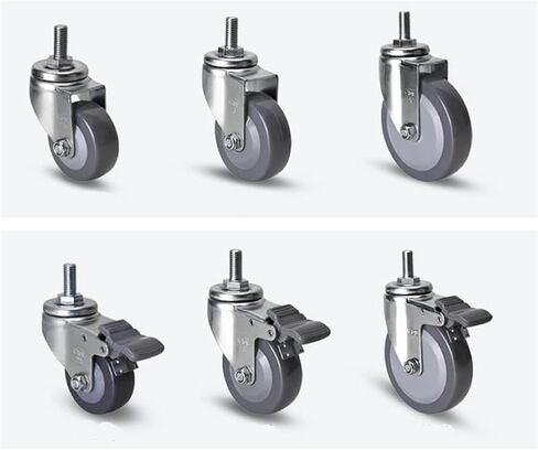 عجلات عجلات Universal Pu Tread مع الفرامل ، M12x25 عجلات أثاث حماية أرضية يمكن ارتداؤها 1pcs (فرامل 5 بوصات) in Saudi Arabia