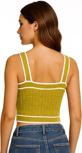Women’s Sleeveless Knit Crop Top Square Neck Button Front Ribbed Tank Cami Fitted Stretchy Summer Layering Shirt in Saudi Arabia