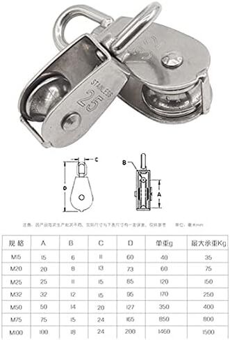 Stainless Steel M20 Pulley Steel Wire Pulley Single Wheel Swivel Lifting Rope Pulley Block 1Pcs in Saudi Arabia