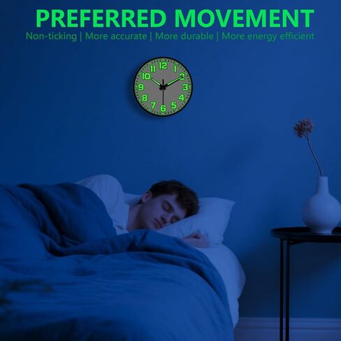 12 Inch Silent Wall Clocks Battery Operated, Glow in The Dark Wall Clock with Easy Read Numbers Non-Ticking Tempered Glass Night Vision Clocks for Living Room Office Gym Bedroom, Modern White in Kuwait