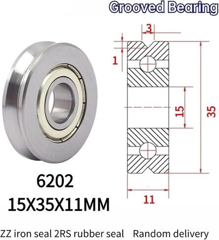10PCS Straightening Mixed Wheel Over Line with Groove Bearing V 6202 15X35X11MM Pulley U Groove Type(V6202-3-1) in Saudi Arabia