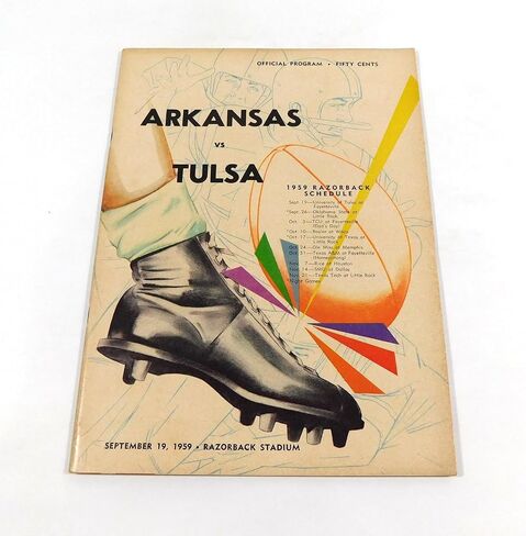1959 Tulsa at Arkansas College Football Program 9-19-59 - College Programs in Saudi Arabia