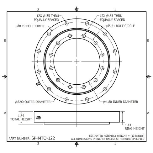 MTO -122 Slewing Bearing Interchange - 8.90 "OD X 4.80" id x 1.34 "ارتفاع القرص الدوار in Kuwait